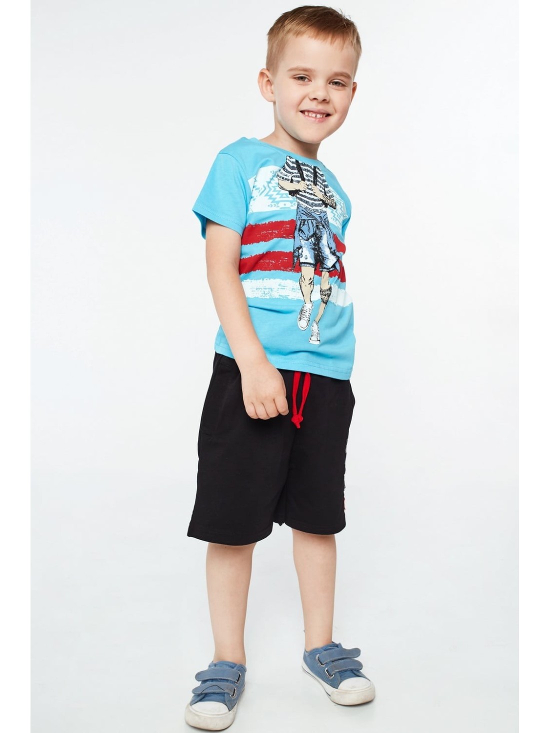 Boy\'s T-shirt with print, blue NDZ4461 - Online store - Boutique